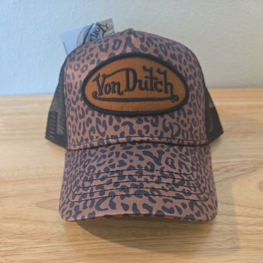 Von Dutch Leopard Print Silky Smooth Trucker Hat NWT